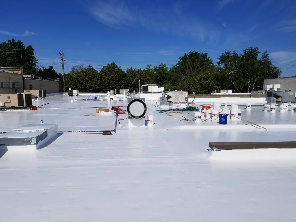 finishing stages of silicone roof