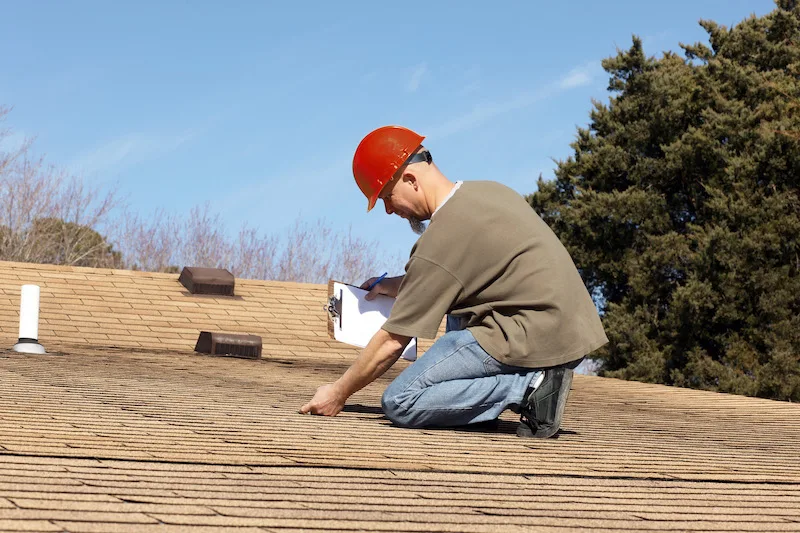 Roofer With Red Helmet
