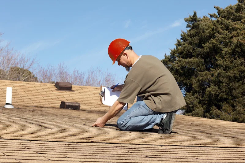 Roofer With Red Helmet Roofer With Red Helmet