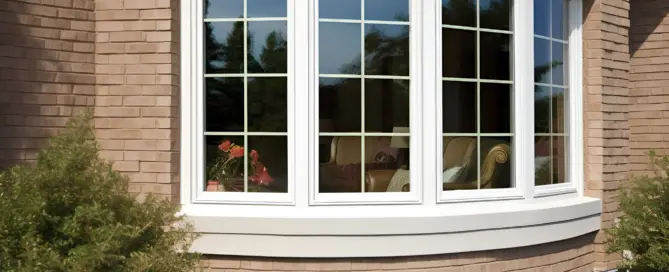 Bow Vinyl Window In A Brick House, Exterior View